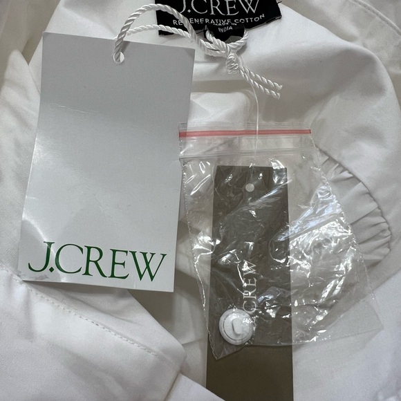 J. Crew Elena Shirt-Dress Short-Sleeve Smocked Waist White Cotton Poplin Size 12 - Picture 12 of 16